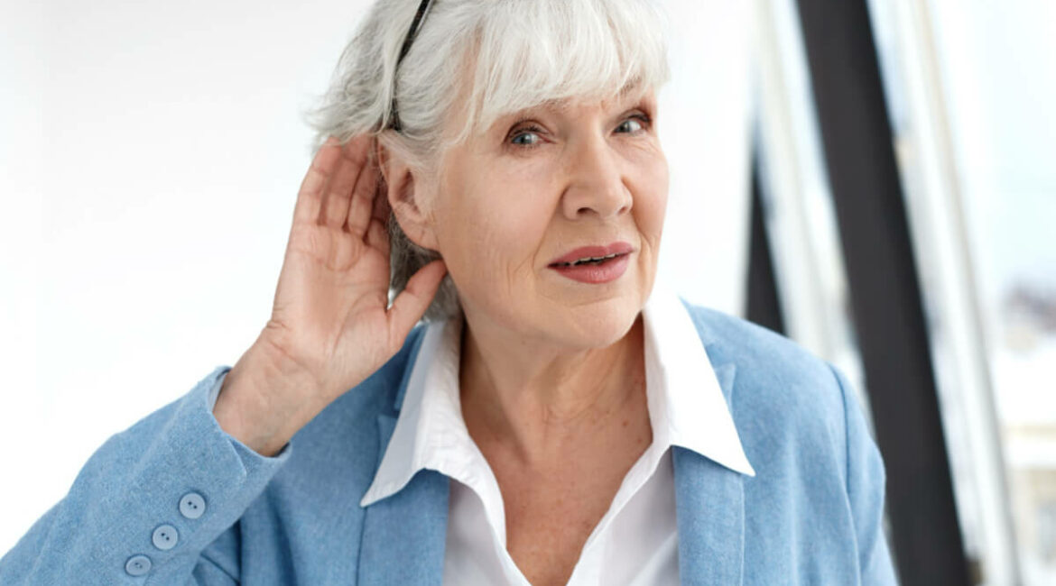 woman with age related hearing loss