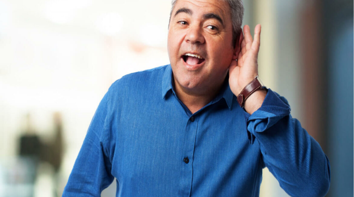 older man with severe hearing loss